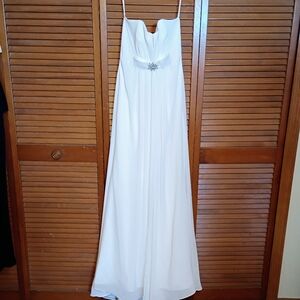 David's Bridal White Wedding Dress with Embellishment
